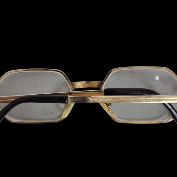 Frame France Heptagon 14K Eye Glasses Vintage Metal Wire Gold Stamped Eyeglasses